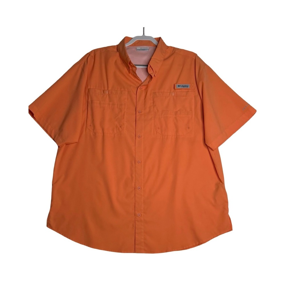 Columbia PFG Bahama II Fishing‎ Shirt Short Sleeve Orange Mens XL